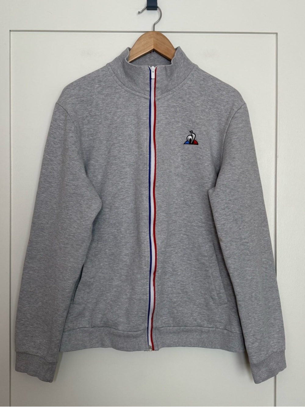 Le Coq Sportif Jacket Sweatshirt Men Sz XL Gray Essentials Full Zip Cotton Blend